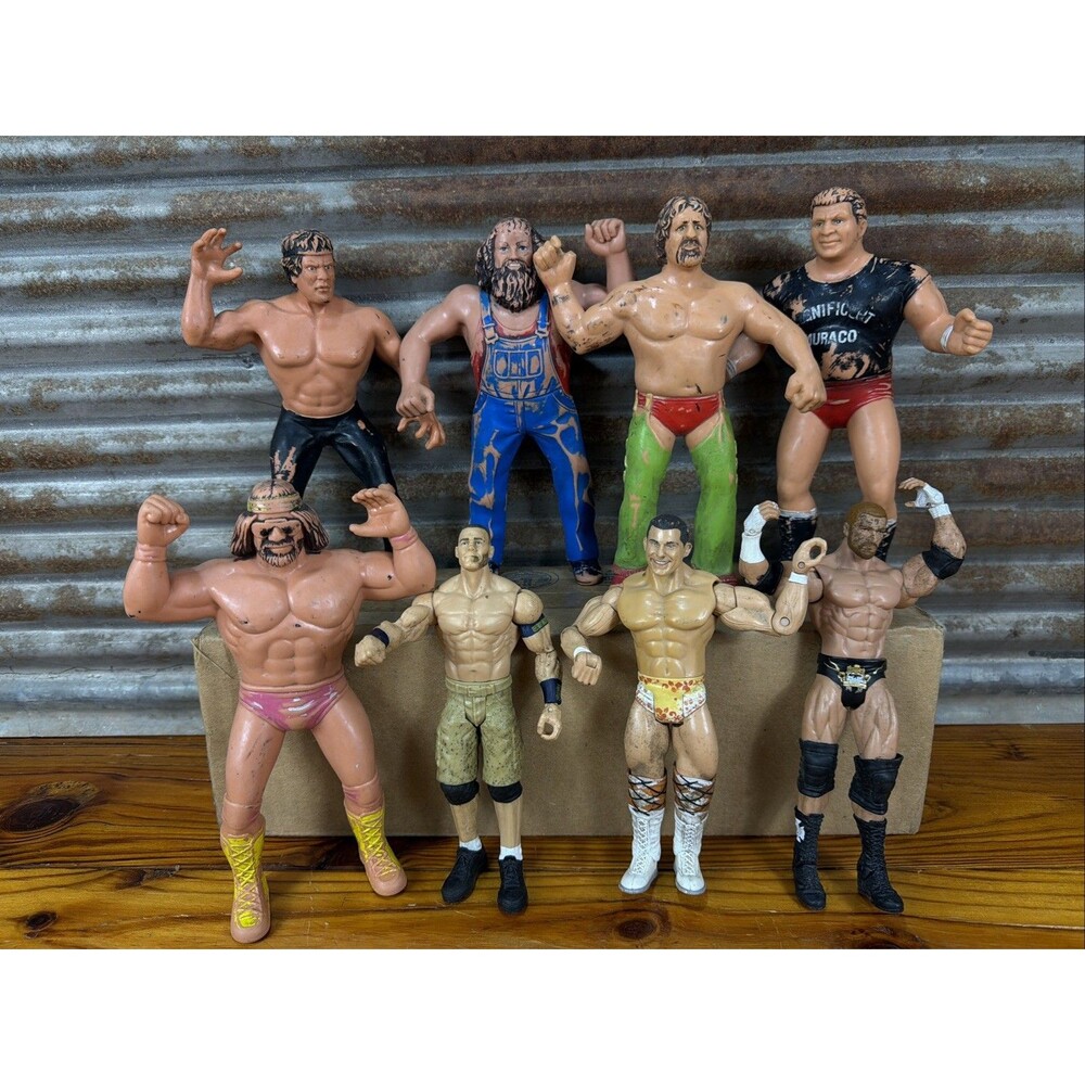 WWF LJN Titan & WWE Lot Of 8 1984 85 86 Sports 8" Wrestling Action Figures